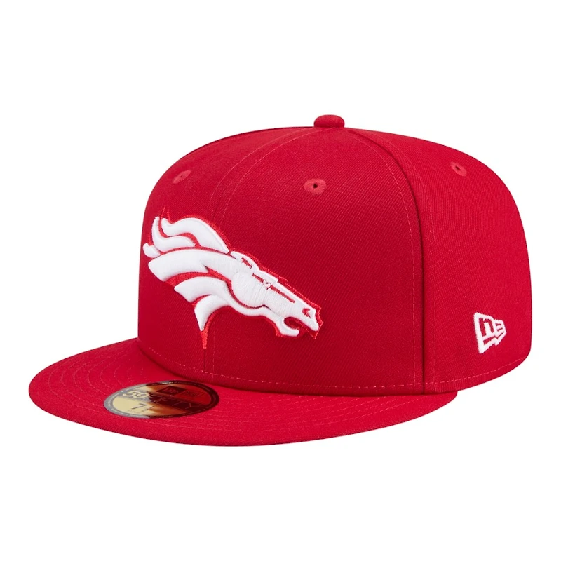 Denver Broncos Red and White Super Bowl 50 Patch Grey UV New Era 59FIFTY Fitted Hat
