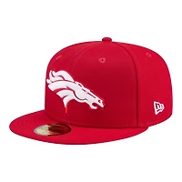 Denver Broncos Red and White Super Bowl 50 Patch Grey UV New Era 59FIFTY Fitted Hat