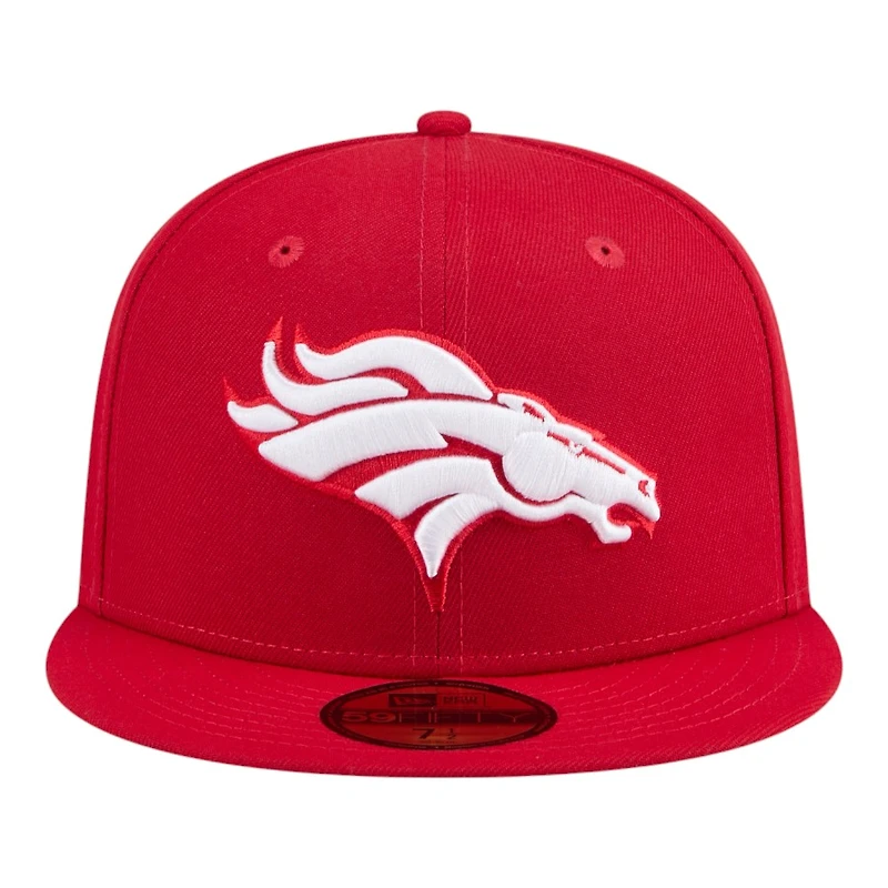 Denver Broncos Red and White Super Bowl 50 Patch Grey UV New Era 59FIFTY Fitted Hat