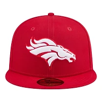 Denver Broncos Red and White Super Bowl 50 Patch Grey UV New Era 59FIFTY Fitted Hat