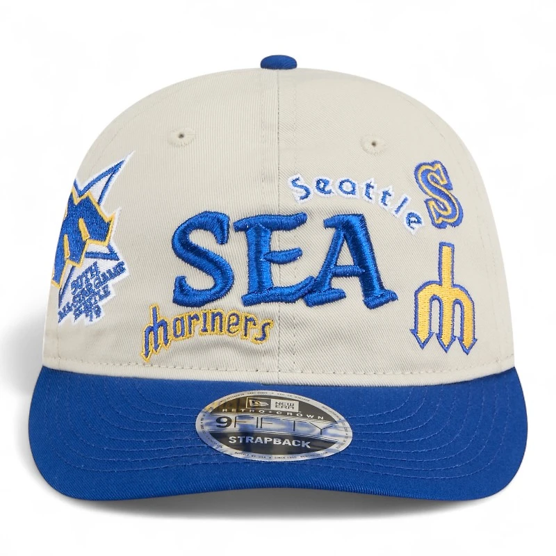 Seattle Mariners Chrome and Royal Blue Scatter Retro Crown 9FIFTY Snapback