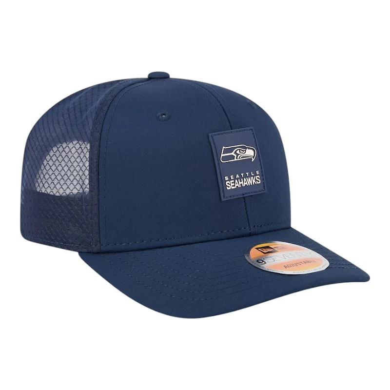 Seattle Seahawks Navy 2025 NFL Sideline New Era 9SEVENTY Trucker Adjustable Snapback Hat