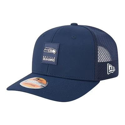 Seattle Seahawks Navy 2025 NFL Sideline New Era 9SEVENTY Trucker Adjustable Snapback Hat