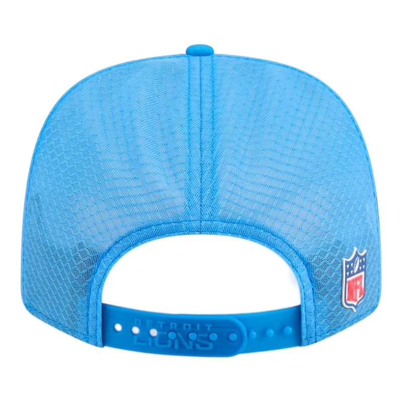 Detroit Lions Blue Throwback Logo 2025 NFL Sideline New Era 9SEVENTY Trucker Adjustable Snapback Hat