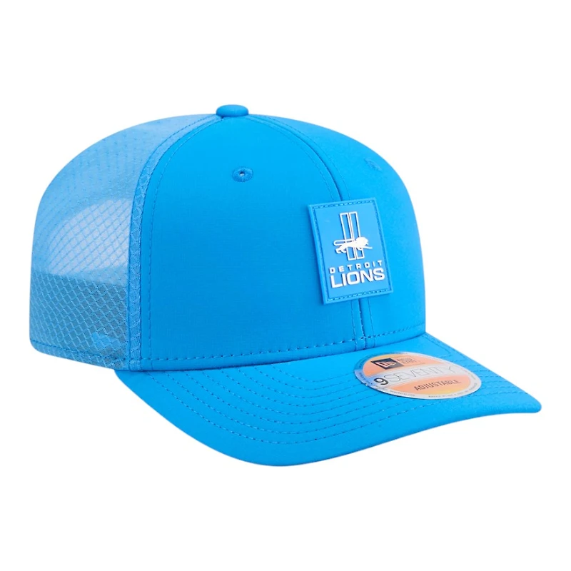 Detroit Lions Blue Throwback Logo 2025 NFL Sideline New Era 9SEVENTY Trucker Adjustable Snapback Hat