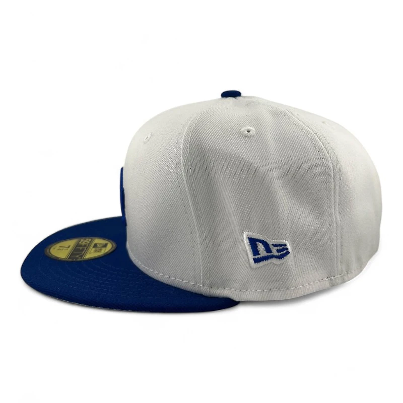 Los Angeles Dodgers White and Royal Blue"East vs West Collection" 2024 WS Champs Patch Gray UV New Era 59FIFTY Fitted Hat