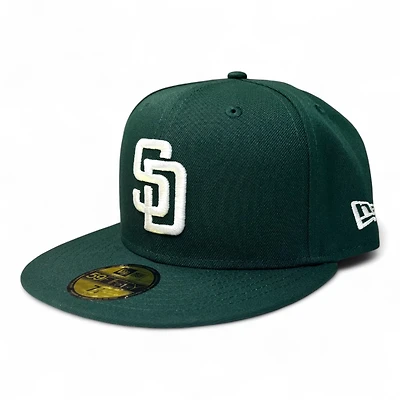 San Diego Padres White on Dark Green Gray UV New Era 59Fifty Fitted Hat
