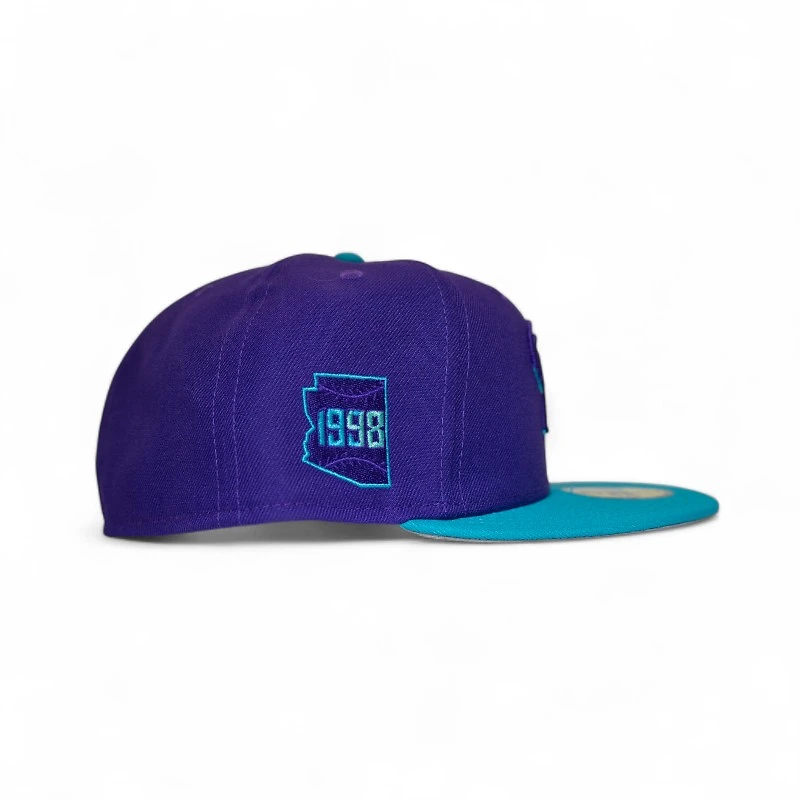 Arizona Diamondbacks True Purple Teal 2T Leon the Lab City Connect Patch Grey UV New Era 59FIFTY Fitted Hat