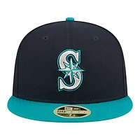 Seattle Mariners Navy and Teal Baseball Hall of Fame New Era 59FIFTY Fitted Hat