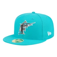 Florida Marlins Teal Baseball Hall of Fame New Era 59FIFTY Fitted Hat