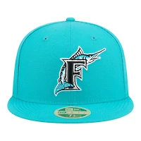Florida Marlins Teal Baseball Hall of Fame New Era 59FIFTY Fitted Hat