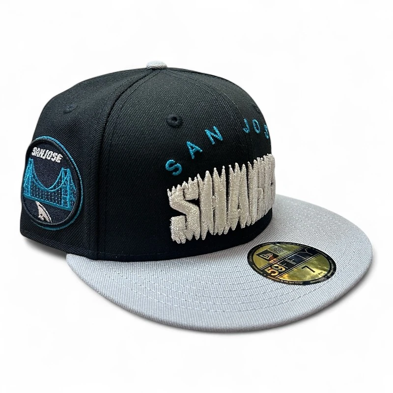 San Jose Sharks Black and Gray Bridge Patch Green UV New Era 59FIFTY Fitted Hat