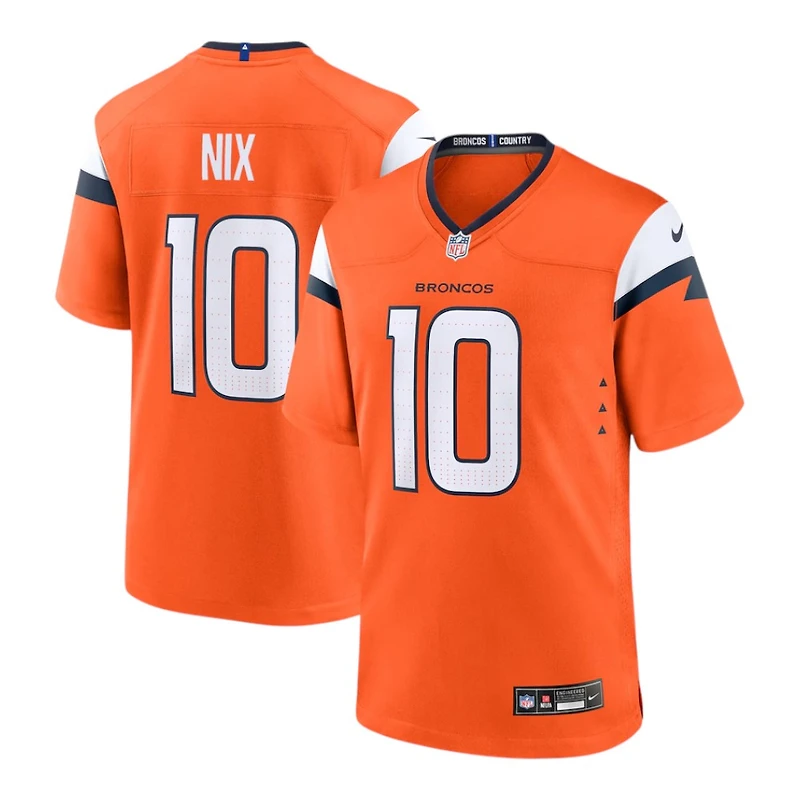 Denver Broncos Bo Nix Nike Orange Game Player Jersey