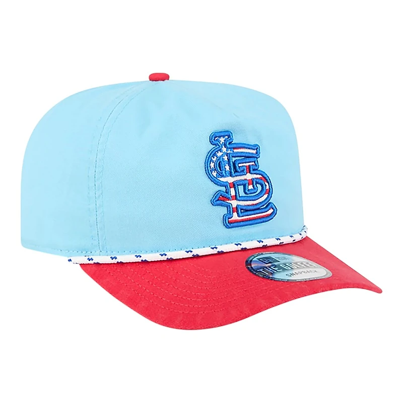 St. Louis Cardinals Light Blue and Red 2025 Fourth of July USA New Era Golfer Snapback Hat