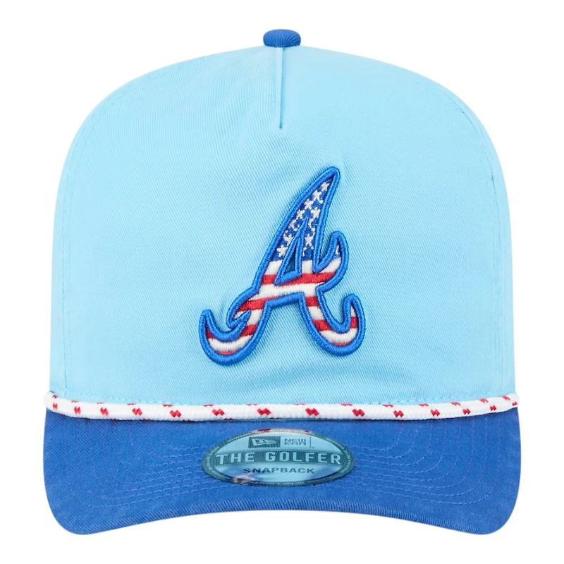 Atlanta Braves Light Blue 2025 Fourth of July USA New Era Golfer Snapback Hat