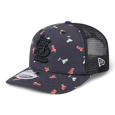 St. Louis Cardinals Black Adventure Drink Pattern 9SEVENTY Stretch Snapback Hat