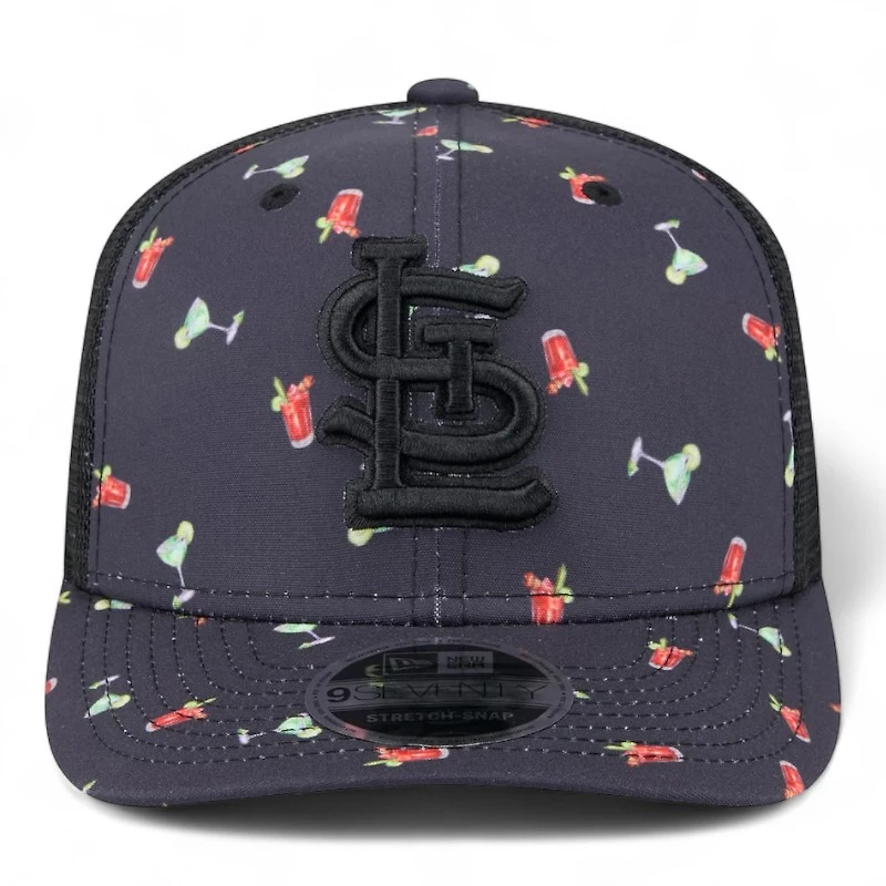 St. Louis Cardinals Black Adventure Drink Pattern 9SEVENTY Stretch Snapback Hat