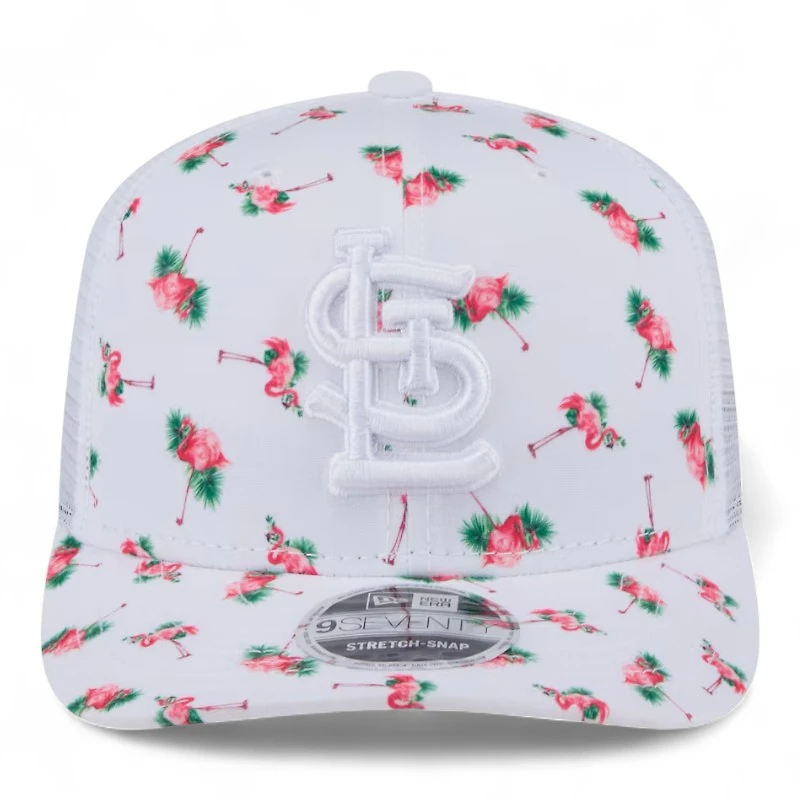 St. Louis Cardinals White Flamingo Mesh Pattern 9SEVENTY Stretch Snapback Hat