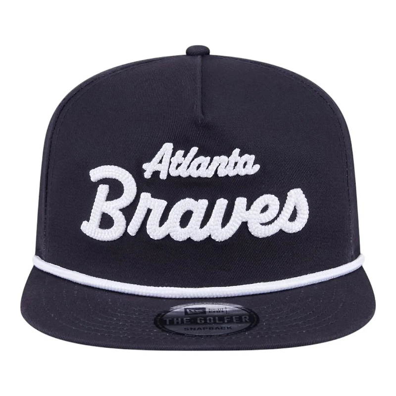 Atlanta Braves Navy Team Text Golfer Hat New Era Snapback