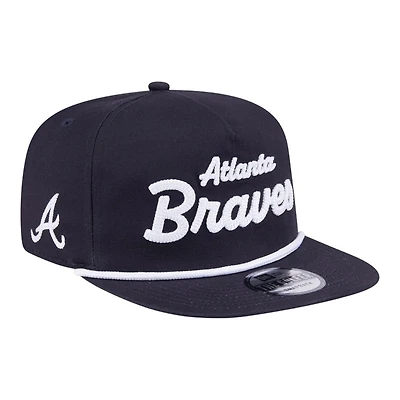 Atlanta Braves Navy Team Text Golfer Hat New Era Snapback