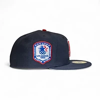 Los Angeles Dodgers Navy Leon the Lab Stadium Olympic Series Patch Grey UV New Era 59FIFTY Fitted Hat