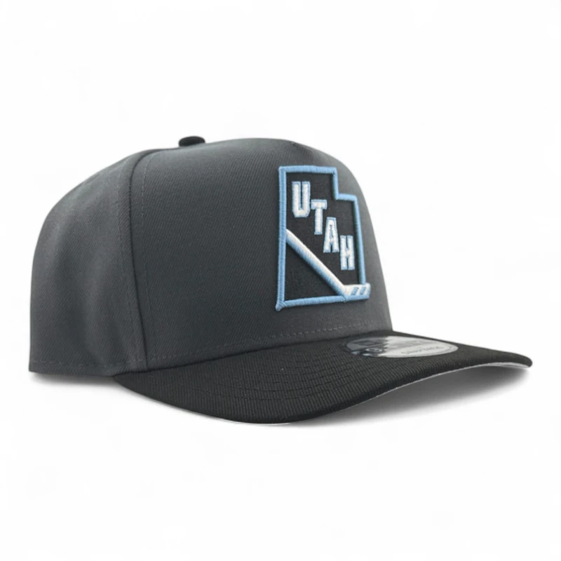Utah Mammoth Graphite and Black State Logo Grey UV New Era 9FIFTY A-Frame Snapback Hat