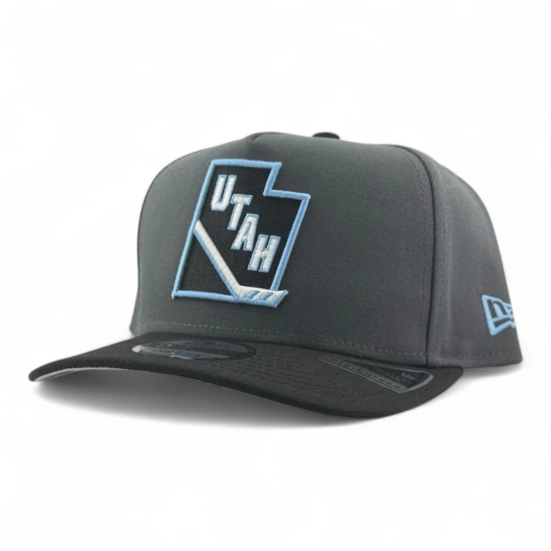 Utah Mammoth Graphite and Black State Logo Grey UV New Era 9FIFTY A-Frame Snapback Hat