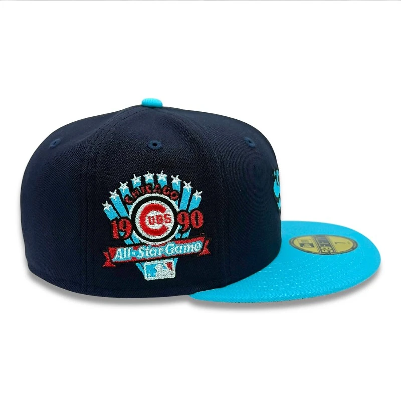 Chicago Cubs Navy and Blue 1990 ASG Patch Gray UV New Era 59FIFTY Fitted Hat