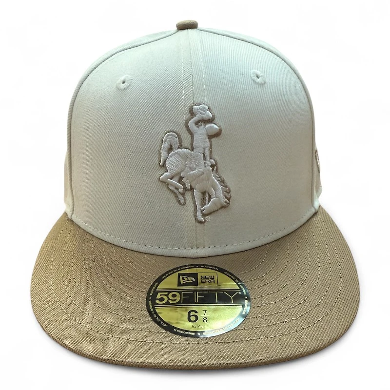 Wyoming Cowboys Chrome and Khaki Light Blue UV NCAA New Era 59FIFTY Fitted Hat