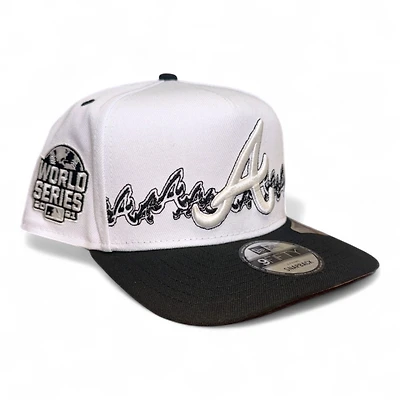 Atlanta Braves White and Black 2021 World Series Patch New Era 9FIFTY A-Frame Snapback Hat