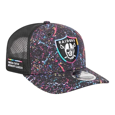 Las Vegas Raiders 2025 NFL Crucial Catch Trucker Mesh New Era 9SEVENTY Snapback Hat