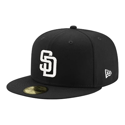 San Diego Padres Black and White Basic New Era 59FIFTY Fitted Hat