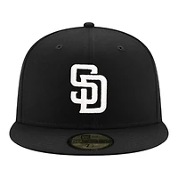 San Diego Padres Black and White Basic New Era 59FIFTY Fitted Hat