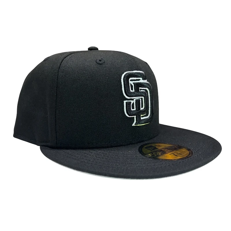 San Diego Padres Black and White Outline Basic New Era 59FIFTY Fitted Hat