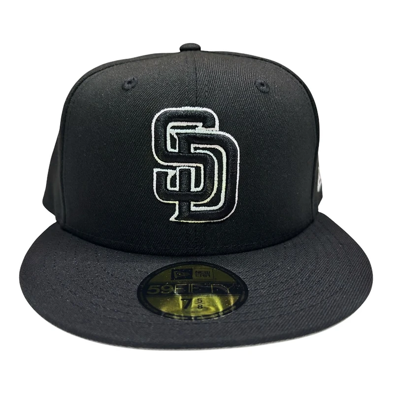 San Diego Padres Black and White Outline Basic New Era 59FIFTY Fitted Hat