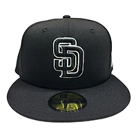 San Diego Padres Black and White Outline Basic New Era 59FIFTY Fitted Hat