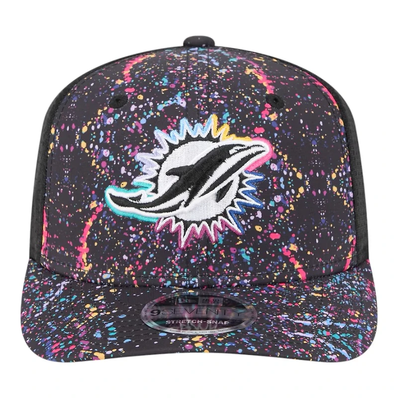 Miami Dolphins 2025 NFL Crucial Catch Trucker Mesh New Era 9SEVENTY Snapback Hat