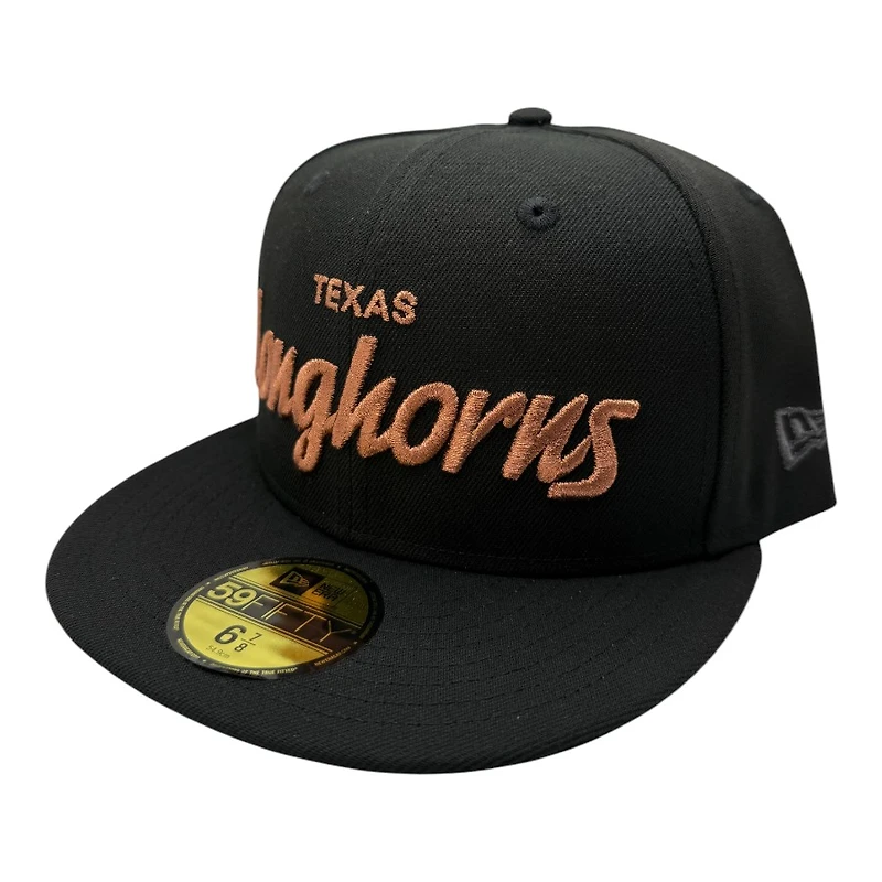 Texas Longhorns Black Script with Green UV New Era 59FIFTY Fitted Hat