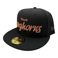 Texas Longhorns Black Script with Green UV New Era 59FIFTY Fitted Hat