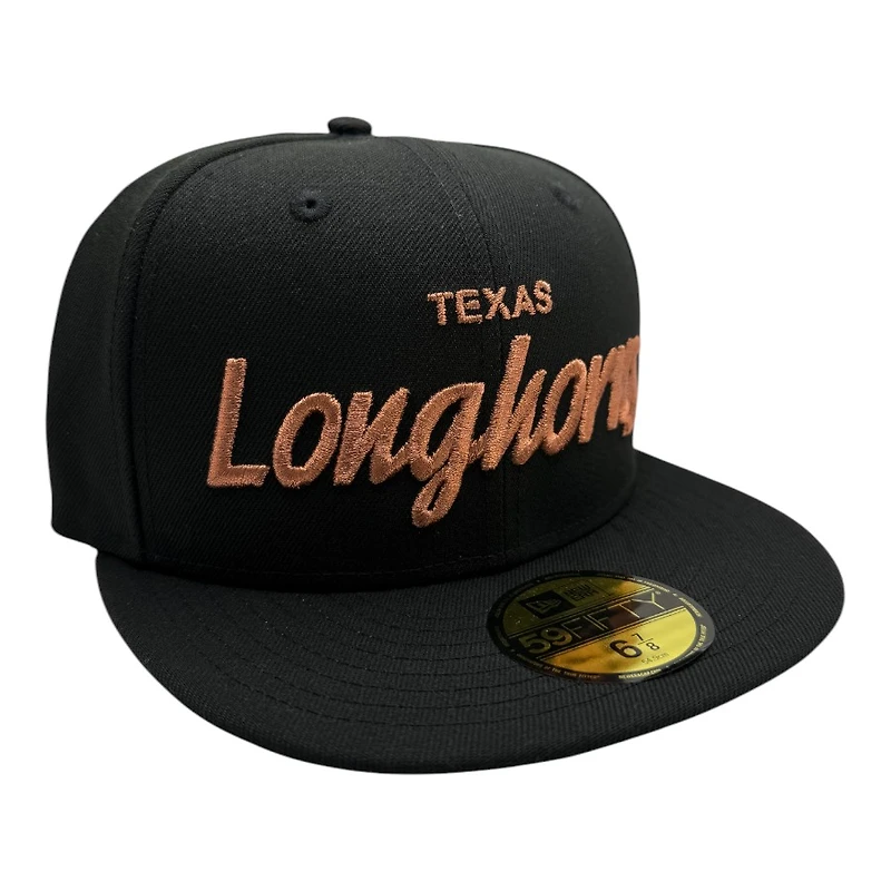 Texas Longhorns Black Script with Green UV New Era 59FIFTY Fitted Hat