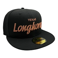 Texas Longhorns Black Script with Green UV New Era 59FIFTY Fitted Hat