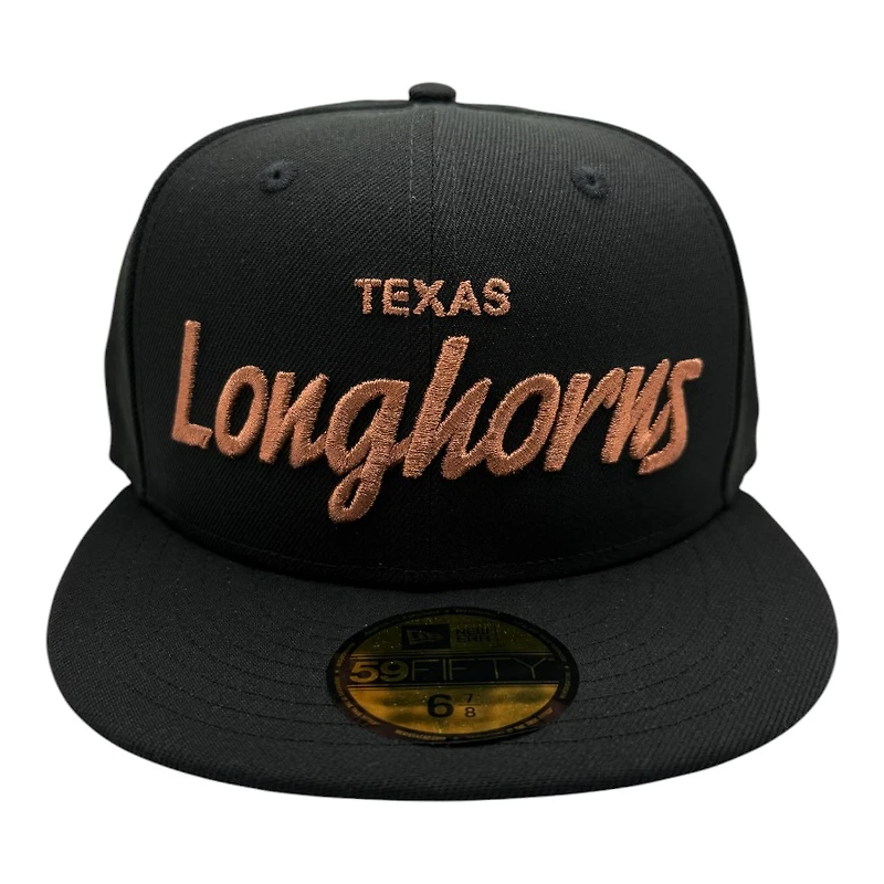 Texas Longhorns Black Script with Green UV New Era 59FIFTY Fitted Hat