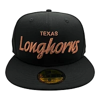 Texas Longhorns Black Script with Green UV New Era 59FIFTY Fitted Hat