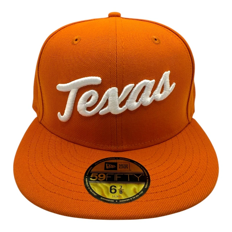 Texas Longhorns Burnt Orange Script Gray UV New Era 59FIFTY Fitted Hat