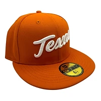 Texas Longhorns Burnt Orange Script Gray UV New Era 59FIFTY Fitted Hat