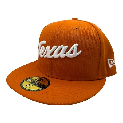 Texas Longhorns Burnt Orange Script Gray UV New Era 59FIFTY Fitted Hat