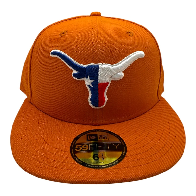 Texas Longhorns Burnt Orange State Flag Logo Gray UV New Era 59FIFTY Fitted Hat