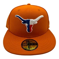 Texas Longhorns Burnt Orange State Flag Logo Gray UV New Era 59FIFTY Fitted Hat