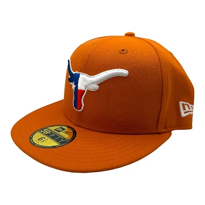 Texas Longhorns Burnt Orange State Flag Logo Gray UV New Era 59FIFTY Fitted Hat