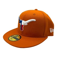 Texas Longhorns Burnt Orange State Flag Logo Gray UV New Era 59FIFTY Fitted Hat